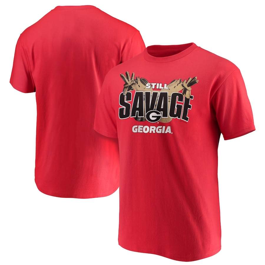 Men's Georgia Bulldogs Official 2018 Still Savage Red College NCAA Football T-Shirt BBJ33M1R