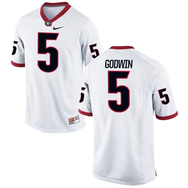 Men's Georgia Bulldogs #5 Terry Godwin White Authentic College NCAA Football Jersey JBB20M8A