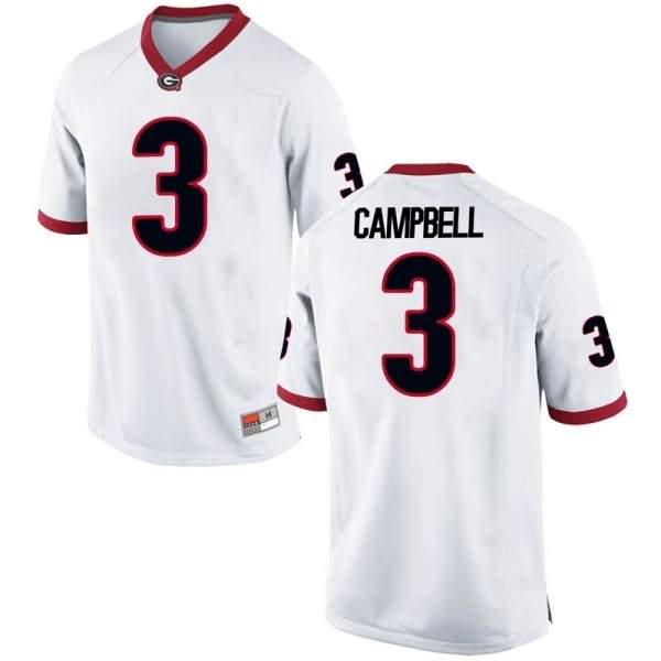 Men's Georgia Bulldogs #3 Tyson Campbell White Game College NCAA Football Jersey UIX34M8Y