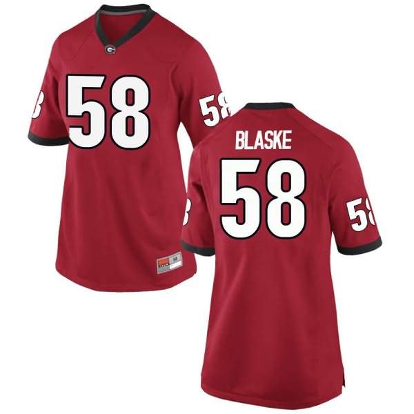 Women's Georgia Bulldogs #58 Austin Blaske Red Game College NCAA Football Jersey MYJ07M0X