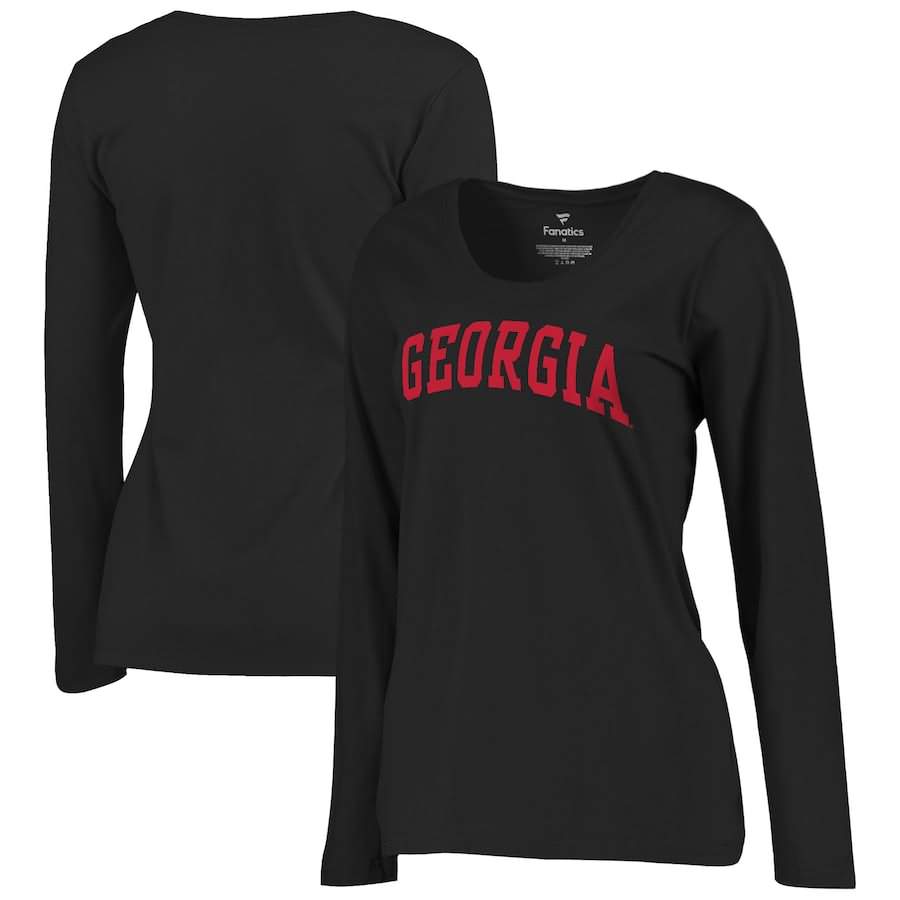 Women's Georgia Bulldogs Basic Arch Black Long Sleeve College NCAA Football T-Shirt CKR03M2Y