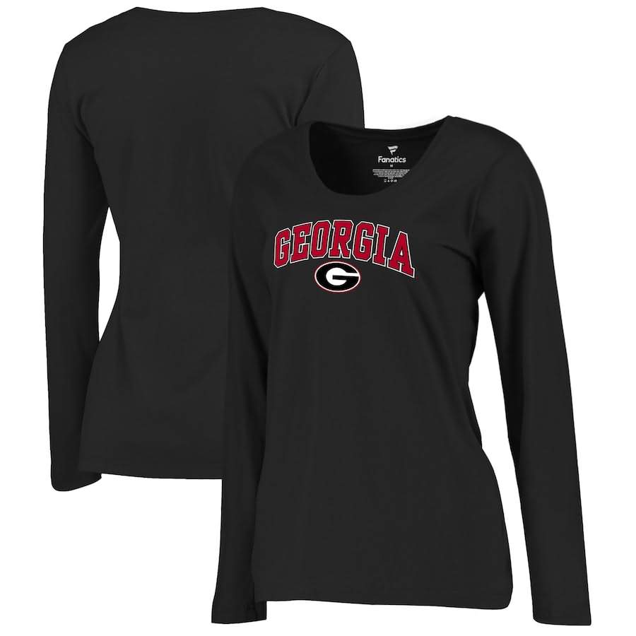 Women's Georgia Bulldogs Campus Black Long Sleeve College NCAA Football T-Shirt ACL87M0H