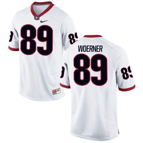 Women's Georgia Bulldogs #89 Charlie Woerner White Limited College NCAA Football Jersey BNG41M7F