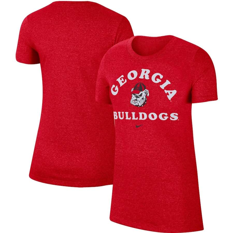 Women's Georgia Bulldogs Marled Throwback Red College NCAA Football T-Shirt VQN72M3G