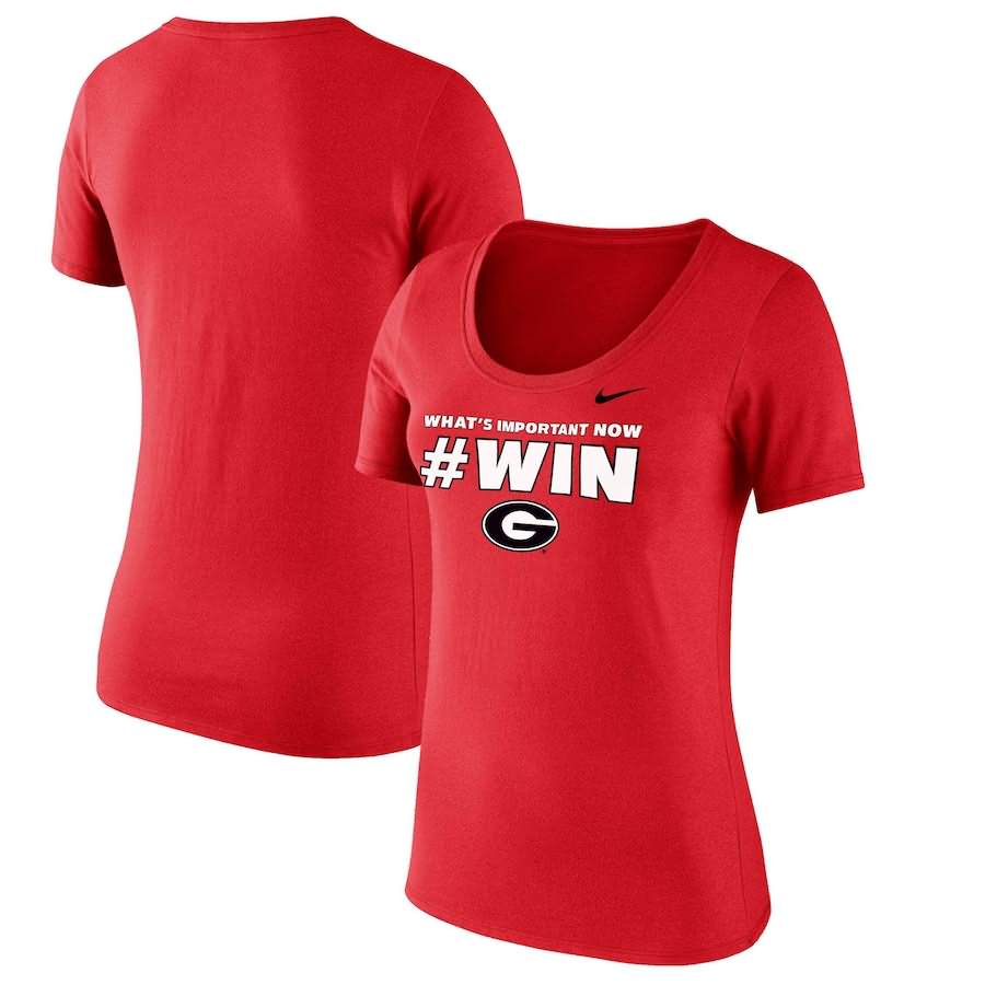 Women's Georgia Bulldogs Team Mantra Red College NCAA Football T-Shirt OKB54M3T