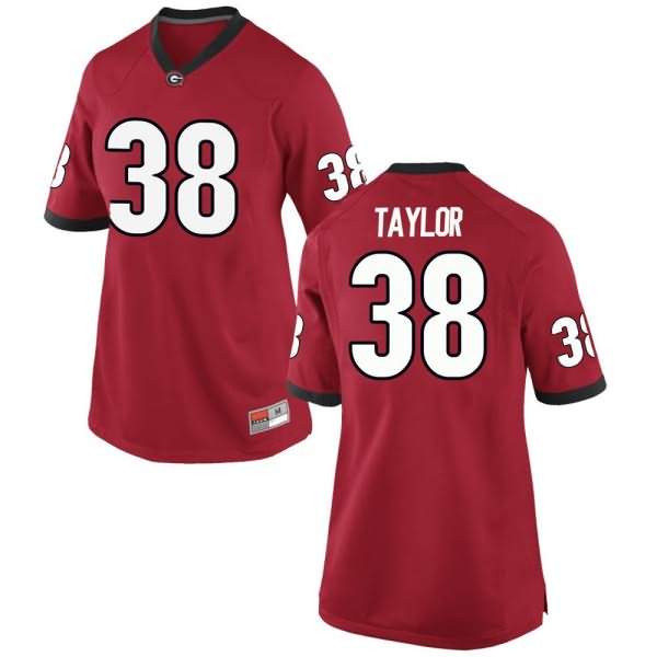 Women's Georgia Bulldogs #38 Patrick Taylor Red Game College NCAA Football Jersey JAP46M4A