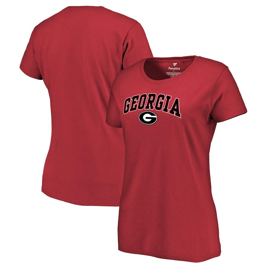 Women's Georgia Bulldogs Campus Red College NCAA Football T-Shirt PPZ52M6T