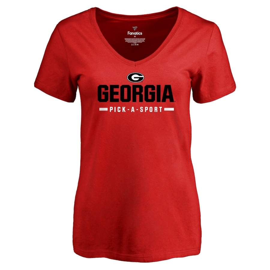 Women's Georgia Bulldogs Custom Sport V-Neck Red College NCAA Football T-Shirt LFX27M5D