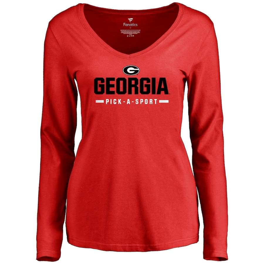 Women's Georgia Bulldogs Custom Sport Wordmark Red Long Sleeve College NCAA Football T-Shirt LUF57M2P