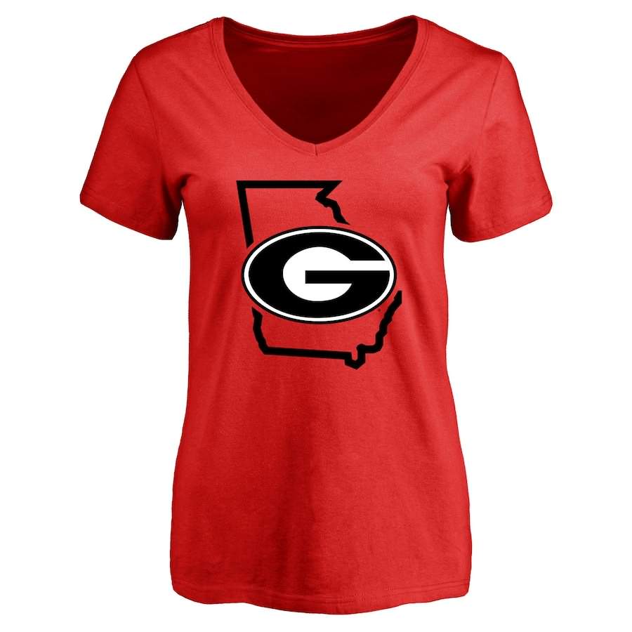 Women's Georgia Bulldogs Tradition State Red College NCAA Football T-Shirt XKD30M8W
