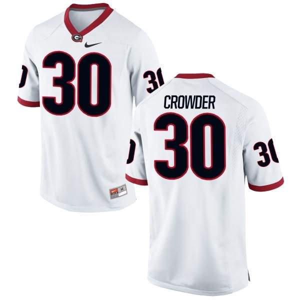 Women's Georgia Bulldogs #30 Tae Crowder White Authentic College NCAA Football Jersey JSE86M8M