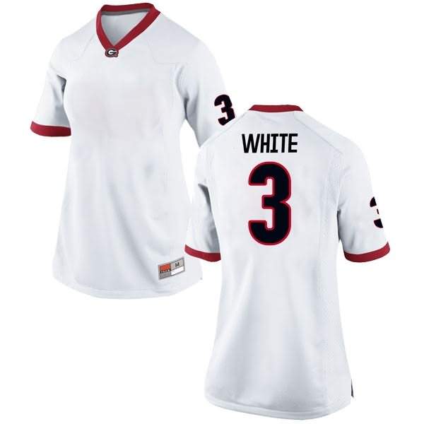 Women's Georgia Bulldogs #3 Zamir White White Replica College NCAA Football Jersey NSE67M3L
