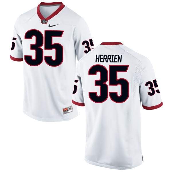 Youth Georgia Bulldogs #35 Brian Herrien White Authentic College NCAA Football Jersey ASE63M8Y