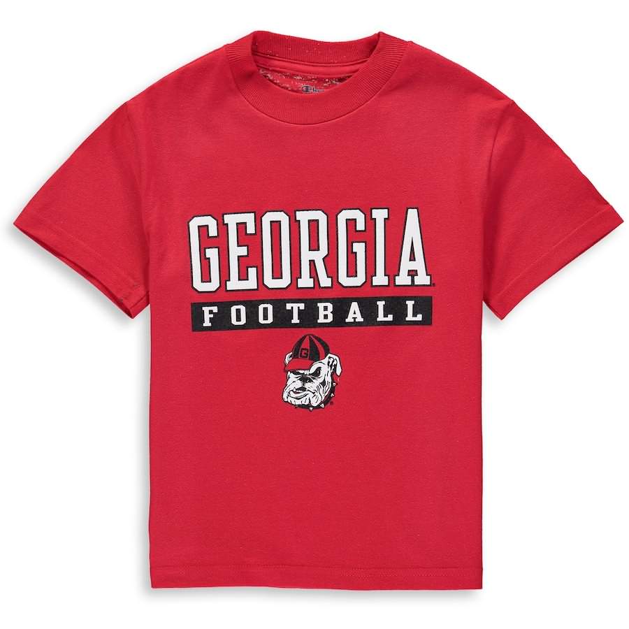 Youth Georgia Bulldogs Red Champion Football Drop College NCAA Football T-Shirt CWW76M1H