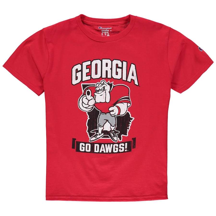 Youth Georgia Bulldogs Red Champion Strong Mascot College NCAA Football T-Shirt CNG74M7S
