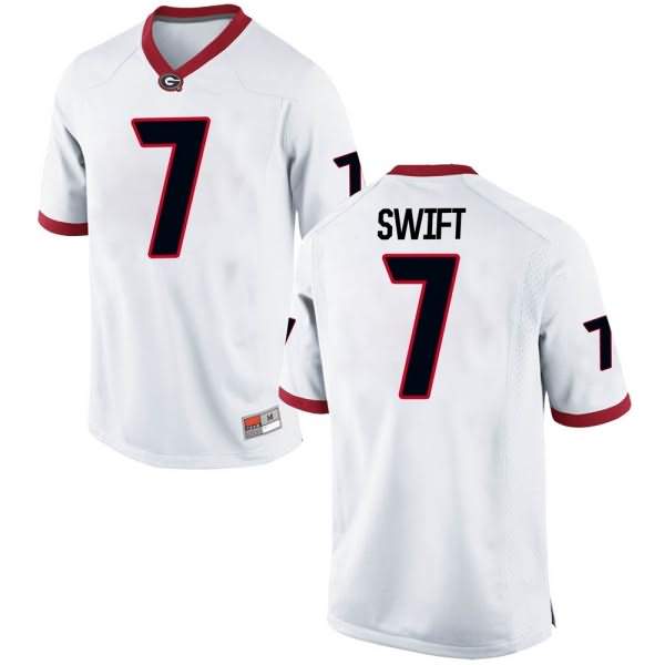 Youth Georgia Bulldogs #7 D'Andre Swift White Replica College NCAA Football Jersey YDS85M3E