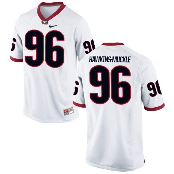 Youth Georgia Bulldogs #96 DaQuan Hawkins-Muckle White Limited College NCAA Football Jersey NYT53M5W