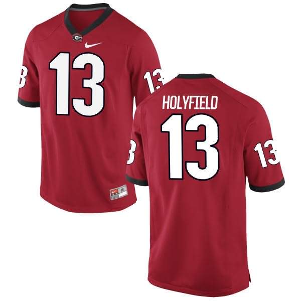 Youth Georgia Bulldogs #13 Elijah Holyfield Red Authentic College NCAA Football Jersey UZE25M3R