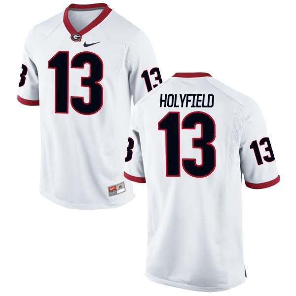 Youth Georgia Bulldogs #13 Elijah Holyfield White Authentic College NCAA Football Jersey PXL73M2T