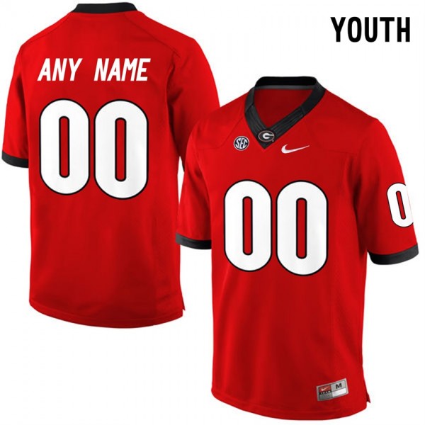 Youth Georgia Bulldogs #00 Customized Elite Red College NCAA Football Jersey LSP61M3V