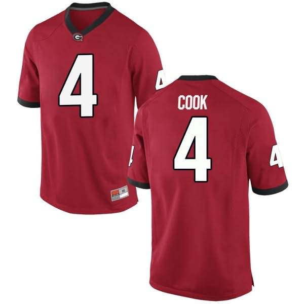 Youth Georgia Bulldogs #4 James Cook Red Game College NCAA Football Jersey DEH64M7X