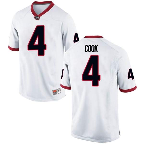 Youth Georgia Bulldogs #4 James Cook White Game College NCAA Football Jersey HPG03M8V