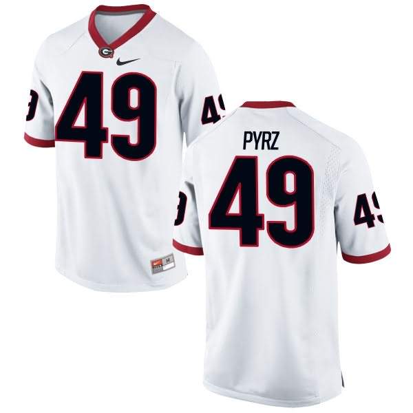Youth Georgia Bulldogs #49 Koby Pyrz White Authentic College NCAA Football Jersey AIU73M7V