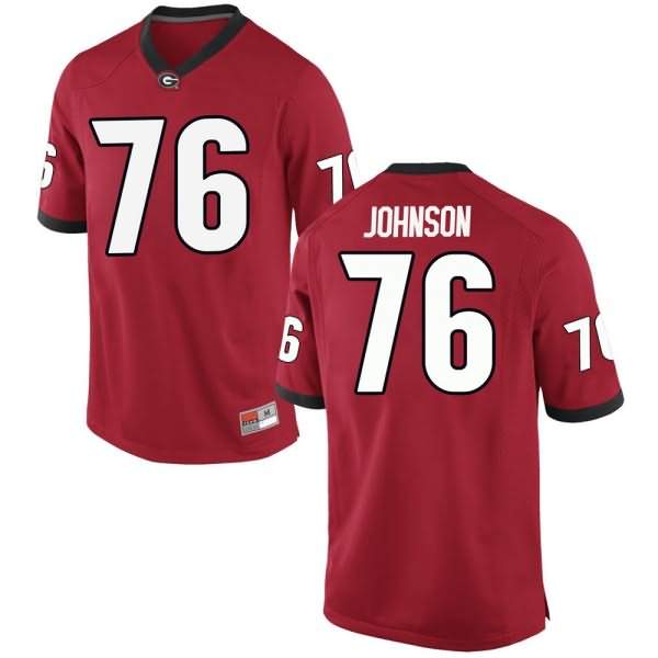 Youth Georgia Bulldogs #76 Miles Johnson Red Game College NCAA Football Jersey WSG35M0A