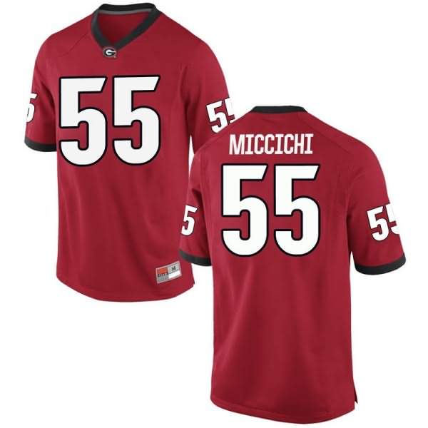 Youth Georgia Bulldogs #55 Miles Miccichi Red Game College NCAA Football Jersey AMY67M7M
