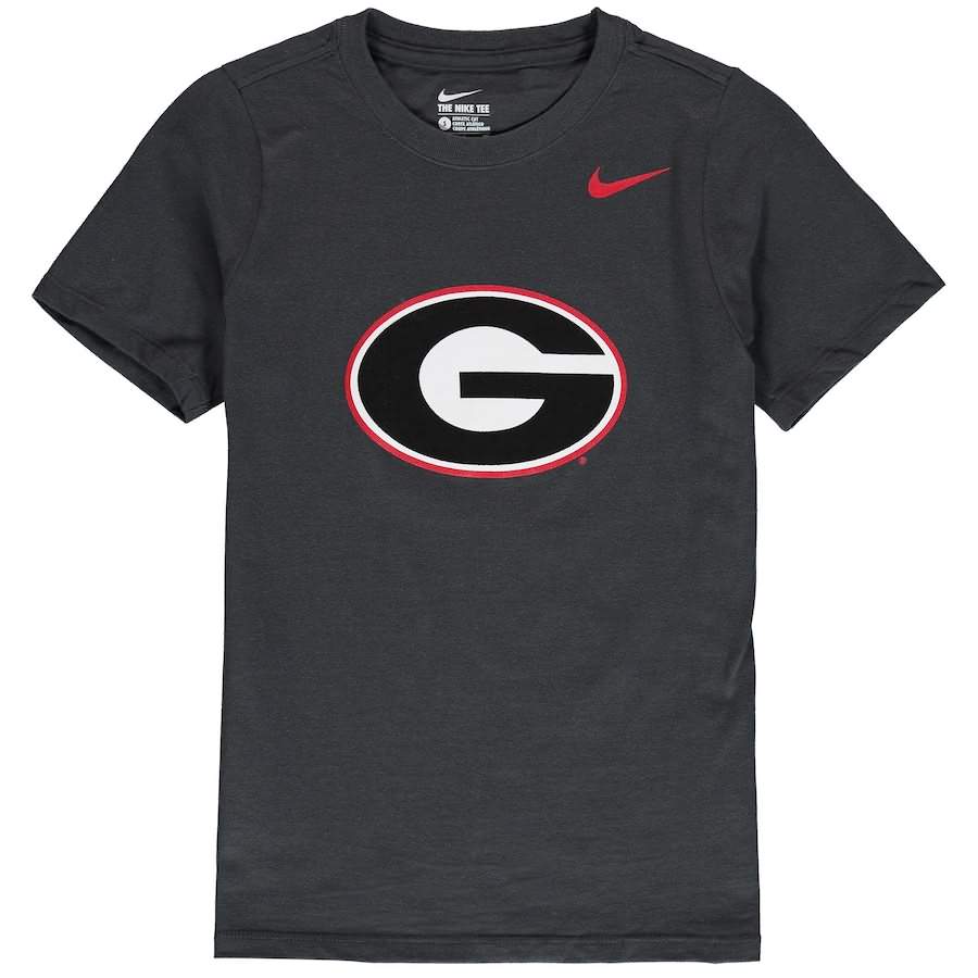 Youth Georgia Bulldogs Cotton Anthracite Logo College NCAA Football T-Shirt MRN04M7L