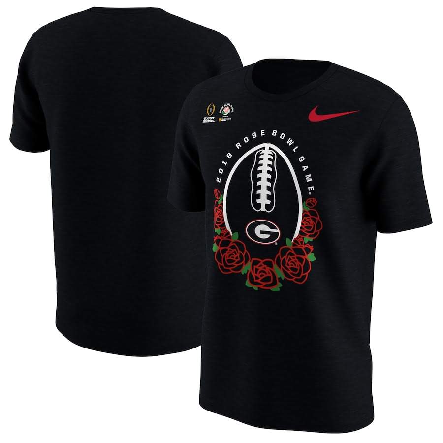 Youth Georgia Bulldogs College Football Playoff 2018 Rose Bowl Bound Illustrated Black College NCAA Football T-Shirt UYS73M0C