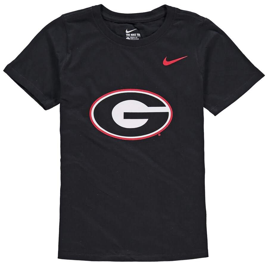 Youth Georgia Bulldogs Cotton Black Logo College NCAA Football T-Shirt UDE07M1X