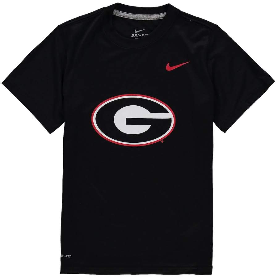 Youth Georgia Bulldogs Logo Black Legend Dri-FIT College NCAA Football T-Shirt KEH73M5K