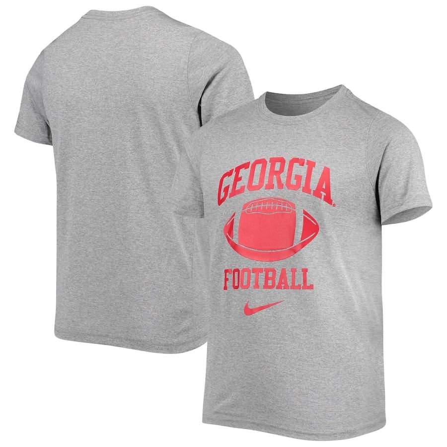 Youth Georgia Bulldogs Gray Heathered Retro Lockup Legend Performance College NCAA Football T-Shirt ORN48M6F
