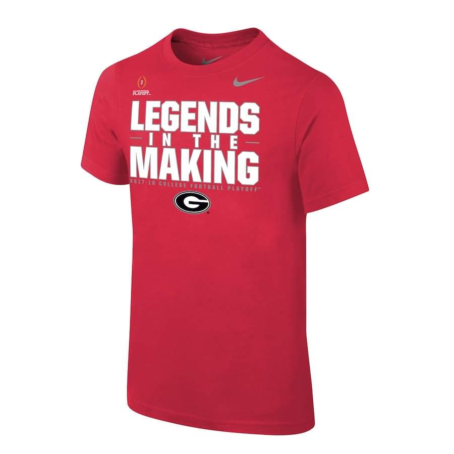 Youth Georgia Bulldogs 2017 College Football Playoff Bound Legends in the Making Red College NCAA Football T-Shirt CCD63M5V