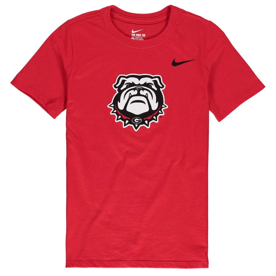 Youth Georgia Bulldogs Alternate Red Cotton Logo College NCAA Football T-Shirt UAK22M8D