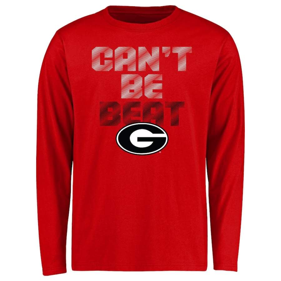Youth Georgia Bulldogs Can't Be Beat Red Long Sleeve College NCAA Football T-Shirt UBY63M4Y