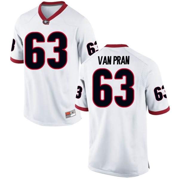 Youth Georgia Bulldogs #63 Sedrick Van Pran White Replica College NCAA Football Jersey VOQ86M3Q