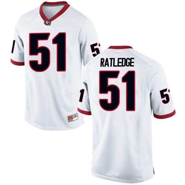 Youth Georgia Bulldogs #51 Tate Ratledge White Game College NCAA Football Jersey VGS16M6Y
